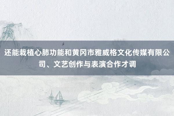 还能栽植心肺功能和黄冈市雅威格文化传媒有限公司、文艺创作与表演合作才调