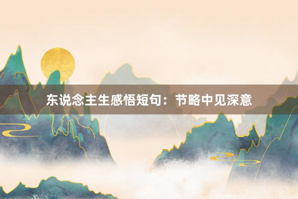 东说念主生感悟短句：节略中见深意